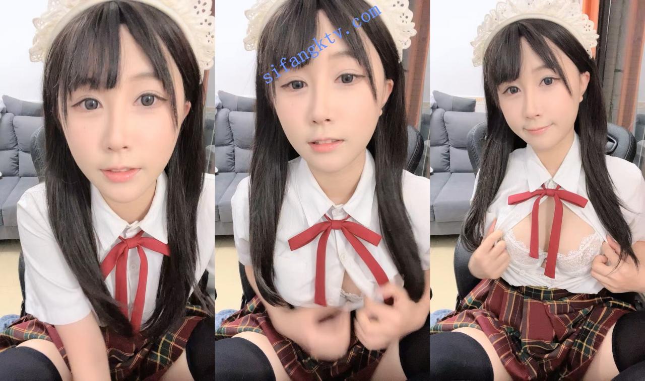♆ 京鱼儿 19岁童颜巨乳 女仆学生制服 道具自慰 流白浆 图 02