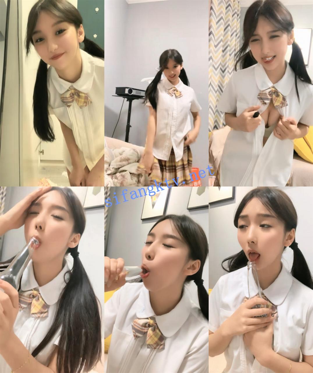 推荐!超美女神~ 偷走一头猪 调皮可爱~酒瓶子插逼震出尿 图 02