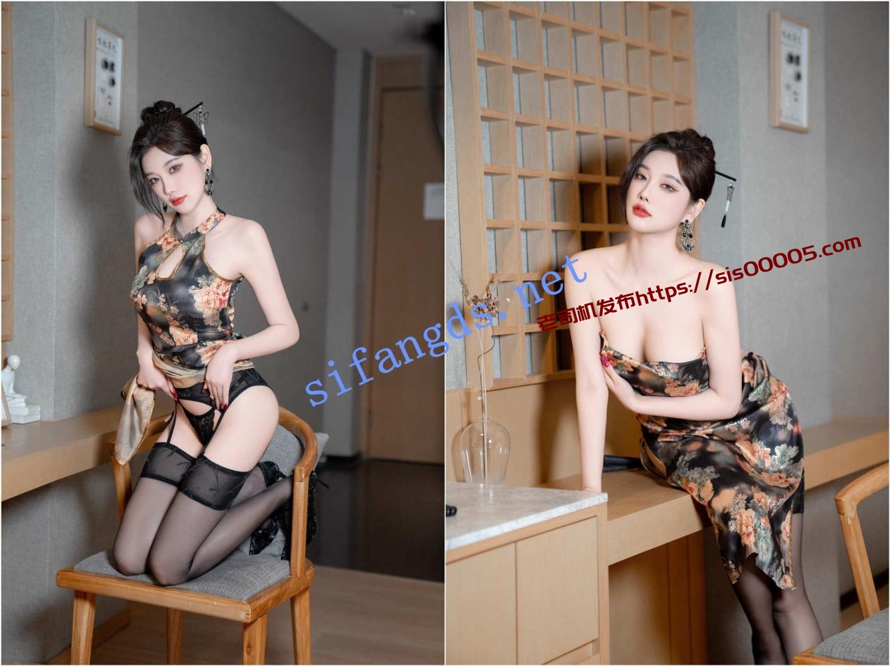 ✨秀人网 杨晨晨✨性感旗袍 开档黑丝 骚丁情趣! 图 03