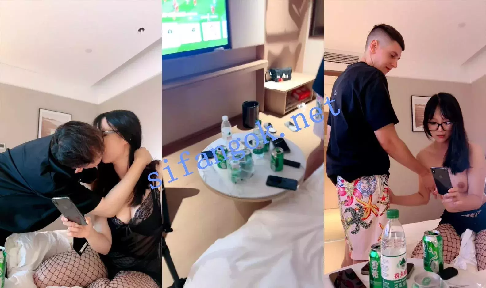 ⚡ 小兔小兔 极品白虎眼镜学生妹!酒店和外国人3P大战! 图 06